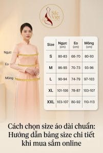 Bảng size áo dài nữ chuẩn may đo cập nhật mới nhất tại Sắc Việt