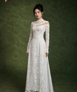 Áo Dài Ren Hoa "Bạch Liên Khiết Tâm"